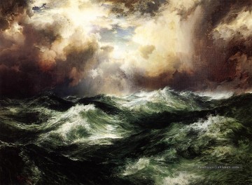 Thomas Moran Moonlit Vagues de l’océan Peinture à l'huile